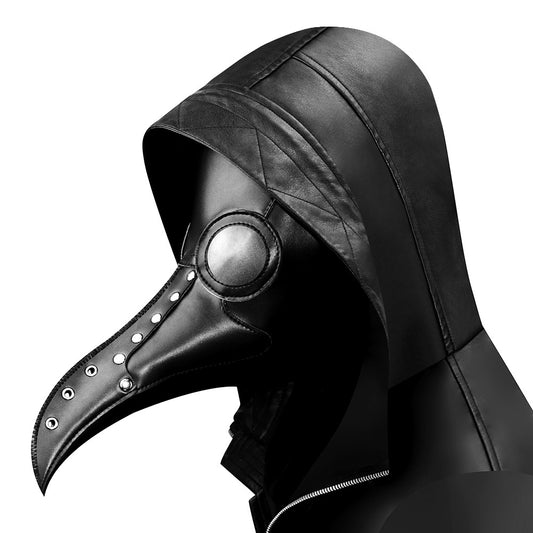 Halloween Steampunk Plague Doctor Mask Party Costume with Black Hood