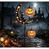 Solar Halloween Black Cat & Pumpkin Moon Garden Stake Light, 2026 New Solar Pumpkins Lantern Outdoor Halloween Yard Decor for Garden, Patio, Lawn, Walkway
