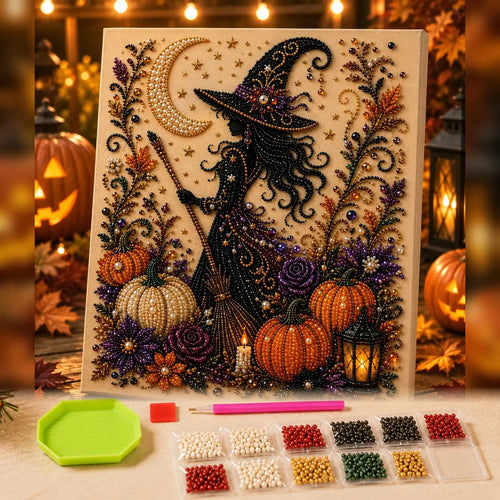 Small No-Light Cute Ghost 8in × 8in Themed Pearl 3D Diamond Painting DIY Kit, Multi-Purpose Autumn Craft Set, Beautiful Mural Decoration Accessory for Home Interior Decor and Holiday Party Gifts